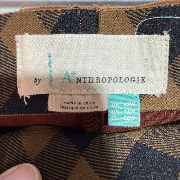 Anthropologie Pull on Pants Women’s Size 14 Brown Front Seam Zipper Inner Ankle - Picture 5 of 8